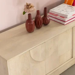 Meuble TV en bois de manguier blanchi Miliam