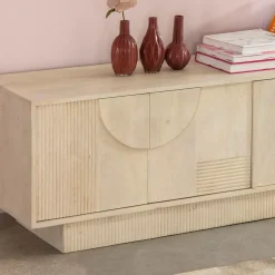 Meuble TV en bois de manguier blanchi Miliam