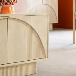 Meuble TV en bois de manguier blanchi Miliam