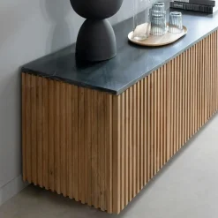 Meuble TV en bois de manguier et marbre Betty