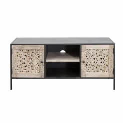 Meuble TV en bois de manguier blanchi Lila