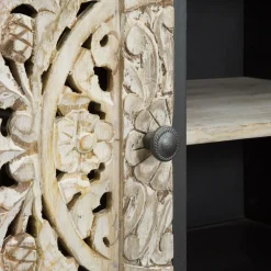 Meuble TV en bois de manguier blanchi Lila