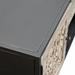 Meuble TV en bois de manguier blanchi Lila