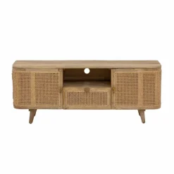 Meuble TV en bois de manguier et cannage Palma