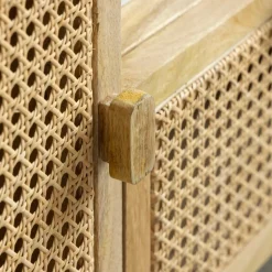 Meuble TV en bois de manguier et cannage Palma