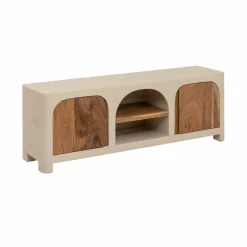 Meuble TV en bois effet béton et bois d'acacia Dalva