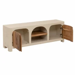 Meuble TV en bois effet béton et bois d'acacia Dalva