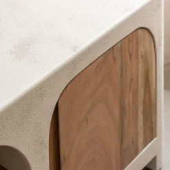 Meuble TV en bois effet béton et bois d'acacia Dalva