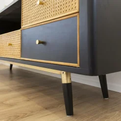 Meuble TV en cannage et métal Volterra