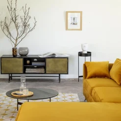 Meuble TV en laiton et métal Janelle