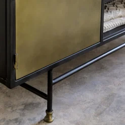 Meuble TV en laiton et métal Janelle