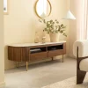 Meuble TV en marbre et bois de manguier Sienne