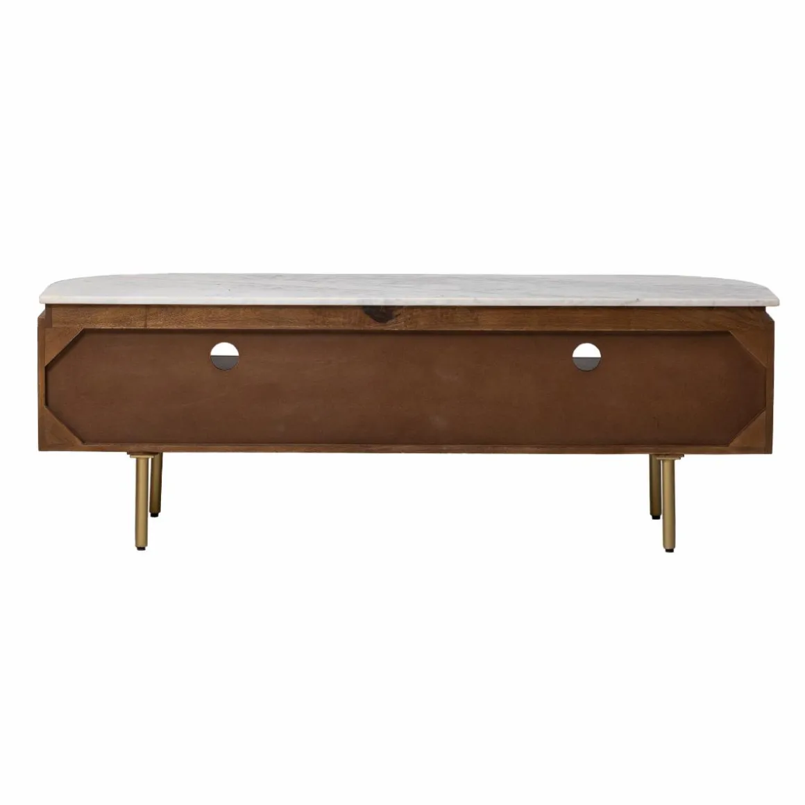 Meuble TV en marbre et bois de manguier Sienne