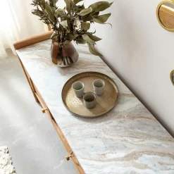 Meuble TV en marbre et bois d'acacia Calix