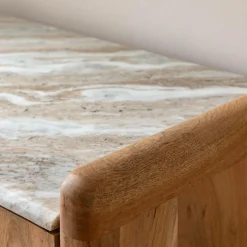 Meuble TV en marbre et bois d'acacia Calix