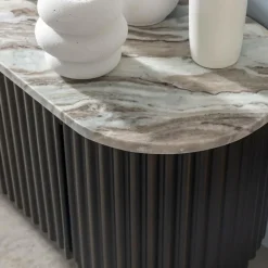 Meuble TV en métal et marbre Alfred