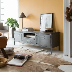 Meuble tv en métal gris Gustavo