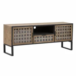 Meuble TV en sapin et métal noir Elise