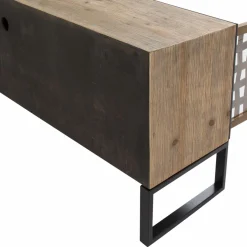 Meuble TV en sapin et métal noir Elise