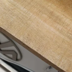 Meuble TV noir avec plateau en bois de manguier Combi