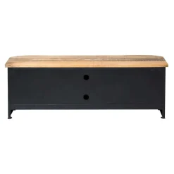 Meuble TV noir avec plateau en bois de manguier Combi