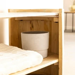 Meuble TV ovale en bois de manguier et marbre Isabella