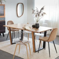 Miroir abstrait en bois de manguier foncé Marley