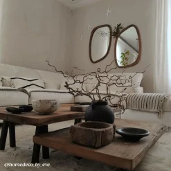 Miroir abstrait en bois de manguier foncé Marley