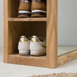 Miroir avec rangements bois d'acacia Salta