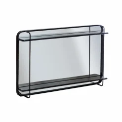 Miroir avec étagère en bois et métal Jill