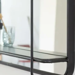 Miroir avec étagère en bois et métal Jill