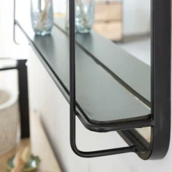 Miroir avec étagère en bois et métal Jill