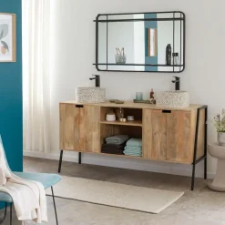 Miroir avec étagère en bois et métal Jill