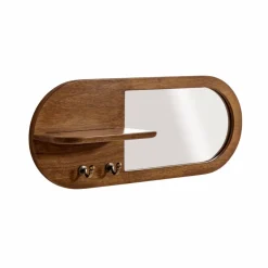 Miroir ovale en bois de manguier foncé Remick