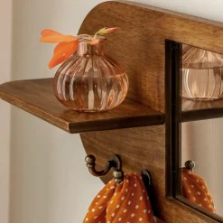 Miroir ovale en bois de manguier foncé Remick