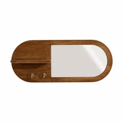 Miroir ovale en bois de manguier foncé Remick