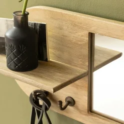 Miroir ovale en bois de manguier clair Juliet