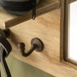 Miroir ovale en bois de manguier clair Juliet