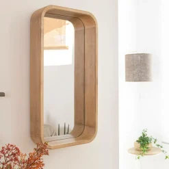 Miroir rectangulaire en bois de manguier Domi