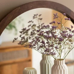 Miroir rond avec étagère en bois de manguier Marley