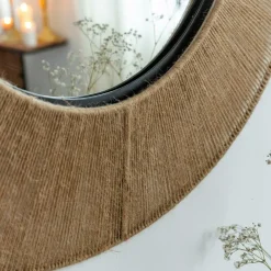 Miroir rond en métal et jute Adda