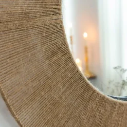 Miroir rond en métal et jute Adda