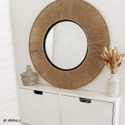 Miroir rond en métal et jute Adda