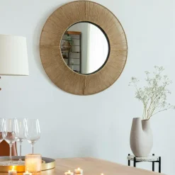 Miroir rond en métal et jute Adda