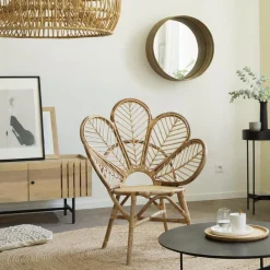 Miroir rond en rotin Rattan
