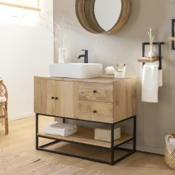 Miroir rond en rotin Rattan