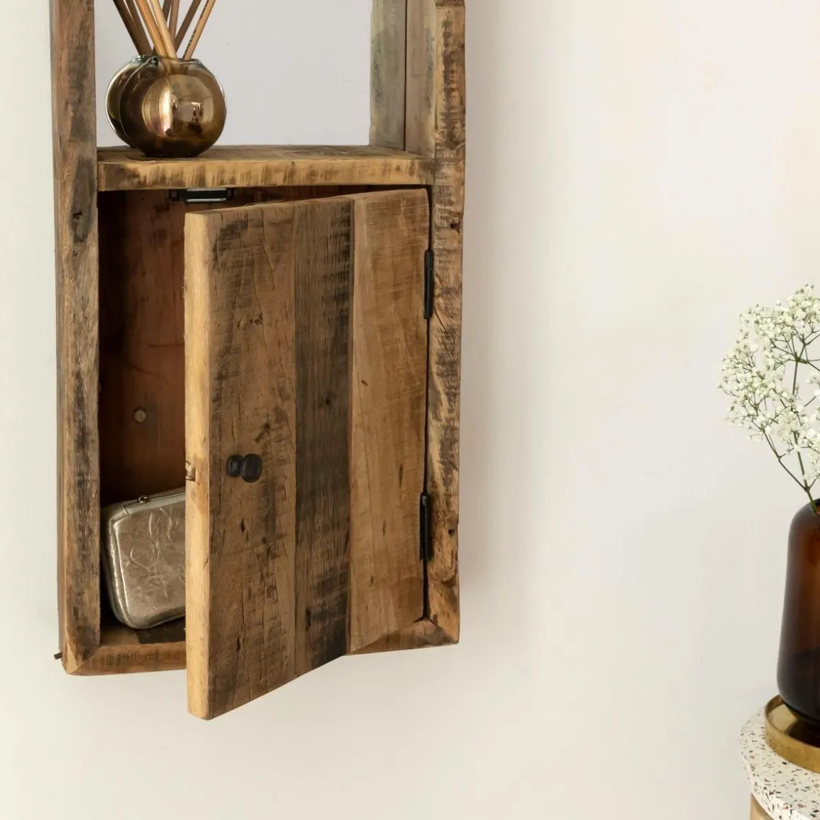 Miroir vertical style porte en bois recyclé Vicky
