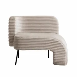 Méridienne en velours côtelé blanc Soléa