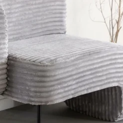 Méridienne en velours côtelé gris Soléa