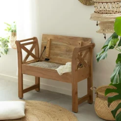 Petit banc en bois d'acacia Isolde